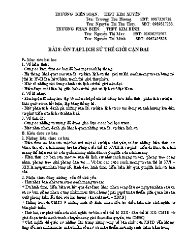 Đề trắc nghiệm môn Lịch sử Lớp 11 - Bài 8: Ôn tập lịch sử thế giới cận đại - Trương Thu Hương + Nguyễn Thị Thu Thủy (Có đáp án)
