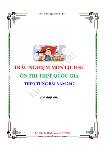 Đề trắc nghiệm môn Lịch sử ôn thi THPT quốc gia năm 2017 theo từng bài