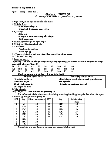 Giáo án môn Đại số Lớp 10 - Chương V: Thống kê - Trường THPT A Lưới