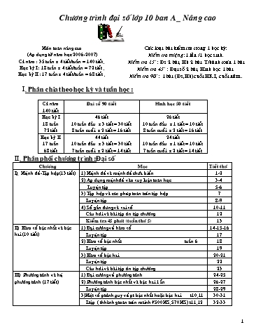 Giáo án môn Đại số Lớp 10 - Tiết 1 đến Tiết 84 - Trường THPT Thị xã Cao Lãnh