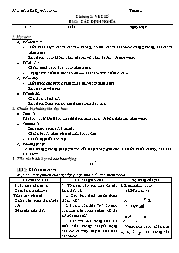 Giáo án môn Hình học Lớp 10 - Chương 1 đến 3