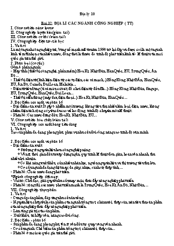 Kế hoạch bài dạy Địa lí Lớp 10 - Bài 32 đến 34