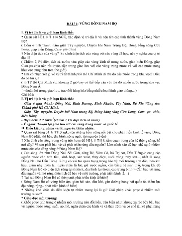 Kế hoạch bài dạy môn Địa lí Lớp 9 - Bài 31: Vùng Đông Nam Bộ
