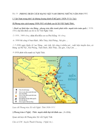 Kế hoạch bài dạy môn Lịch sử 9 - Bài 19: Phong trào cách mạng Việt Nam trong những năm 1930-1935