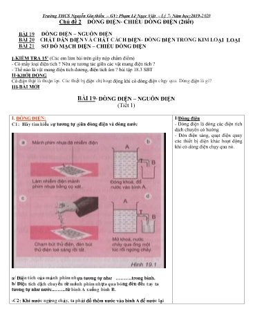 Kế hoạch bài dạy môn Vật lí 7 - Bài 19 đến 21 - Năm học 2019-2020 - Phạm Lê Ngọc Việt