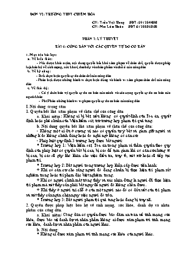 Ôn tập kiến thức môn Giáo dục công dân Lớp 12 - Bài 6: Công dân với các quyền tự do cơ bản - Trần Việt Hưng