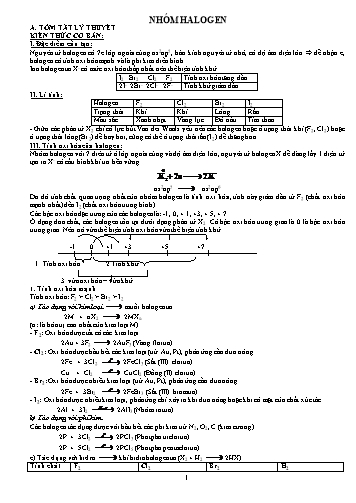 Ôn tập kiến thức môn Hóa học 10 - Chuyên đề: Nhóm Halogen