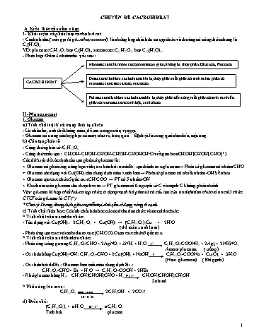 Ôn tập kiến thức môn Hóa học 12 - Chuyên đề: Cacbohiđrat