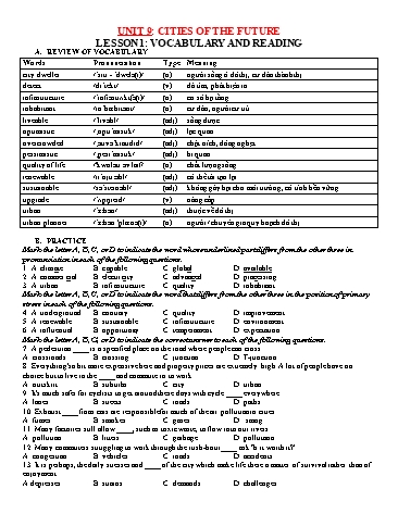 Ôn tập kiến thức môn Tiếng Anh 11 - Unit 9: Cities of the future