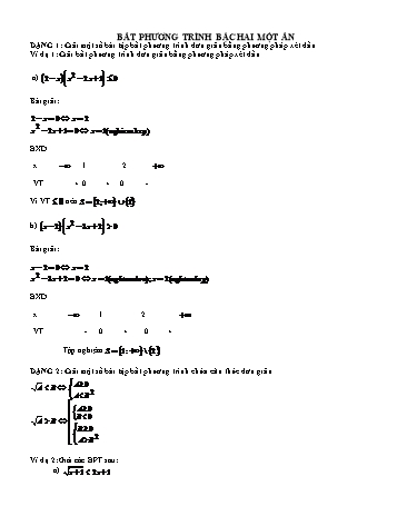 Ôn tập kiến thức môn Toán 10 - Chuyên đề: Bất phương trình bậc hai một ẩn