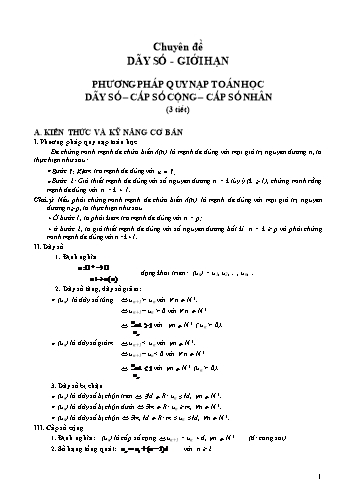 Ôn tập kiến thức môn Toán 11 - Chuyên đề: Dãy số. Giới hạn