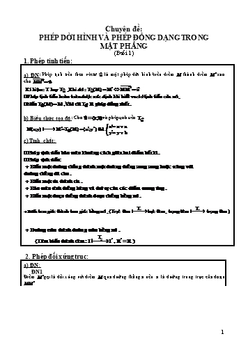 Ôn tập kiến thức môn Toán 11 - Chuyên đề: Phép dời hình và phép đồng dạng trong mặt phẳng