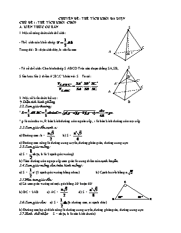 Ôn tập kiến thức môn Toán 12 - Chuyên đề: Thể tích khối đa diện