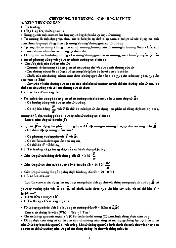 Ôn tập kiến thức môn Vật lí 11 - Chuyên đề: Từ trường. Cảm ứng điện từ