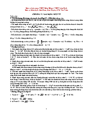 Ôn tập kiến thức môn Vật lí 12 - Chương IV: Dao động điện từ - Trường THPT Đầm Hồng