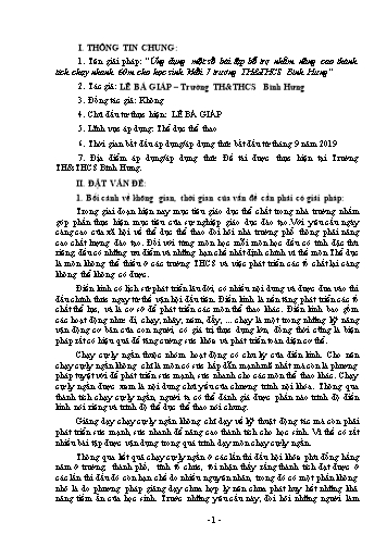 SKKN Ứng dụng một số bài tập bổ trợ nhằm nâng cao thành tích chạy nhanh 60m cho học sinh Khối 7 trường TH&THCS Bình Hưng