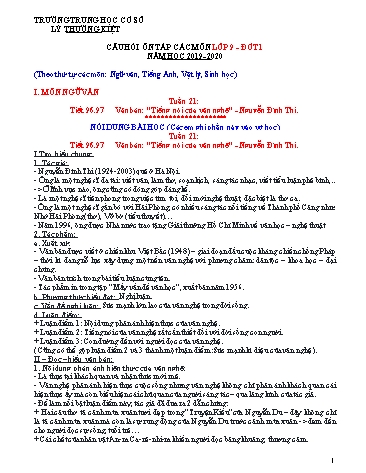 Tài liệu ôn tập các môn Lớp 9 - Đợt 1 - Năm học 2019-2020 - Trường THCS Lý Thường Kiệt