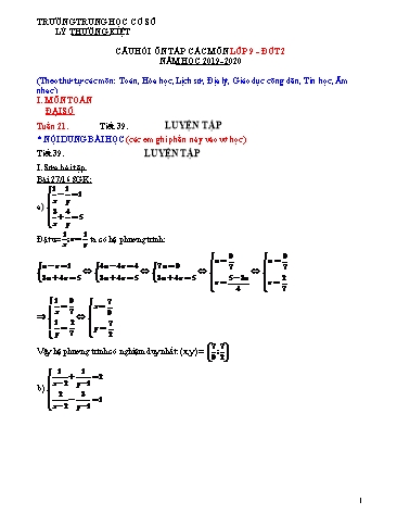 Tài liệu ôn tập các môn Lớp 9 - Đợt 2 - Năm học 2019-2020 - Trường THCS Lý Thường Kiệt