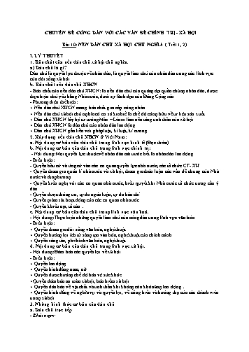 Tài liệu ôn tập kiến thức môn GDCD 11 - Chuyên đề: Công dân với các vấn đề chính trị, xã hội