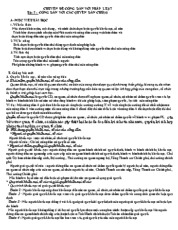 Tài liệu ôn tập kiến thức môn GDCD 12 - Chuyên đề: Công dân với pháp luật