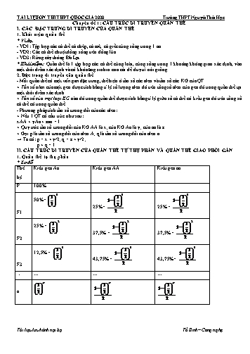 Tài liệu ôn thi THPT quốc gia năm 2020 môn Sinh học 12 - Chuyên đề 1: Cấu trúc di truyền quần thể - Trường THPT Nguyễn Thái Học