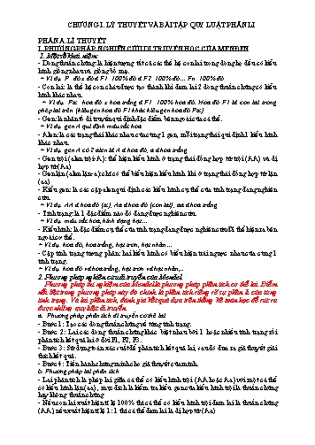 Tài liệu tham khảo ôn thi tốt nghiệp THPTQG môn Sinh học - Chương I: Lý thuyết và bài tập quy luật phân li