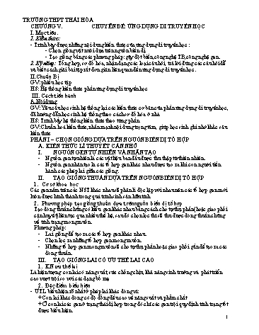 Tài liệu tham khảo ôn thi tốt nghiệp THPTQG môn Sinh học - Chuyên đề: Ứng dụng di truyền học - Trường THPT Thái Hòa
