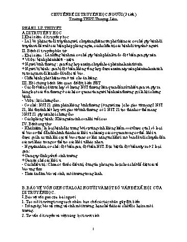 Tài liệu tham khảo ôn thi tốt nghiệp THPTQG môn Sinh học - Chuyên đề: Di truyền học người (3 tiết) - Trường THPT Thượng Lâm