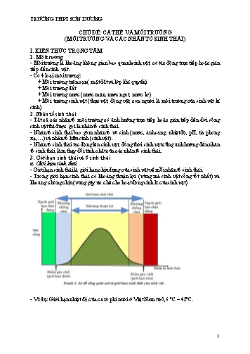 Tài liệu tham khảo ôn thi tốt nghiệp THPTQG môn Sinh học - Chủ đề: Cá thể và môi trường (môi trường và các nhân tố sinh thái) - Trường THPT Sơn Dương