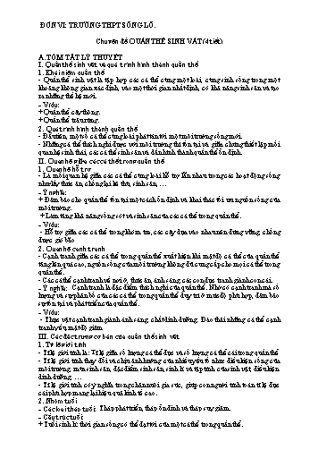 Tài liệu tham khảo ôn thi tốt nghiệp THPTQG môn Sinh học - Chuyên đề: Quần thể sinh vật (4 tiết) - Trường THPT Sông Lô