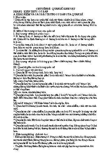 Tài liệu tham khảo ôn thi tốt nghiệp THPTQG môn Sinh học - Chuyên đề: Quần xã sinh vật