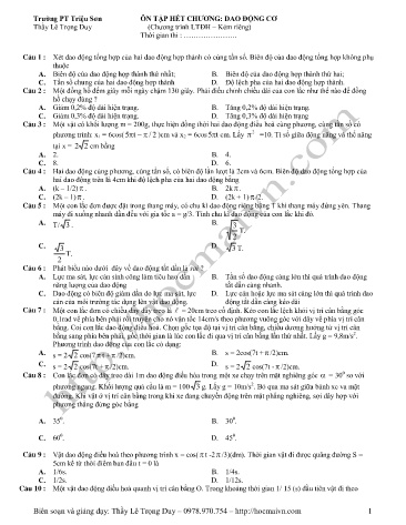 Đề cương ôn tập môn Vật lý Lớp 12 - Chương: Dao động cơ - Lê Trọng Duy
