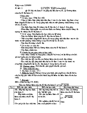 Giáo án Giải tích 12 (Nâng cao) - Chương I, Bài: Luyện tập