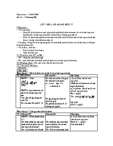 Giáo án Giải tích 12 (Nâng cao) - Chương II, Bài 1: Luỹ thừa với số mũ hữu tỉ