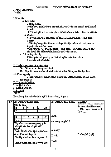 Giáo án Giải tích 12 (Nâng cao) - Chương II, Bài 5: Hàm số mũ và hàm số lôgarit