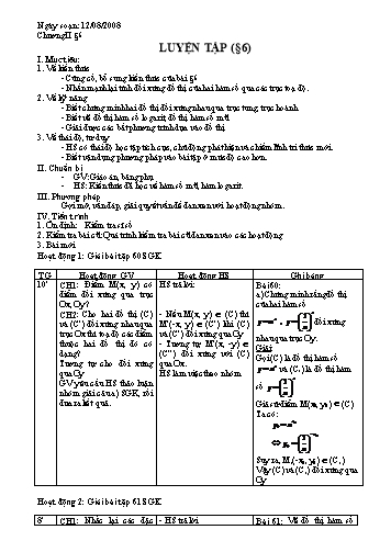 Giáo án Giải tích 12 (Nâng cao) - Chương II, Bài: Luyện tập bài 6