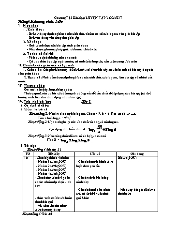 Giáo án Giải tích 12 (Nâng cao) - Chương II, Bài: Luyện tập Logarit