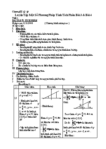 Giáo án Giải tích 12 (Nâng cao) - Chương III, Bài: Luyện tập một số phương pháp tính tích phân