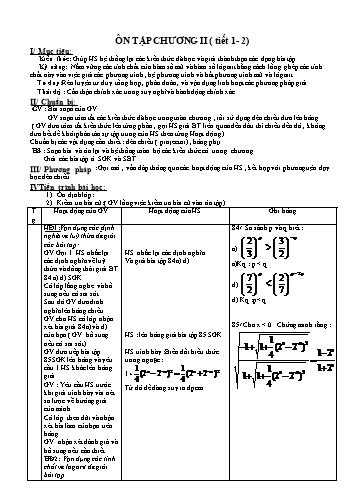 Giáo án Giải tích 12 (Nâng cao) - Tiết 1+2, Bài: Ôn tập chương II