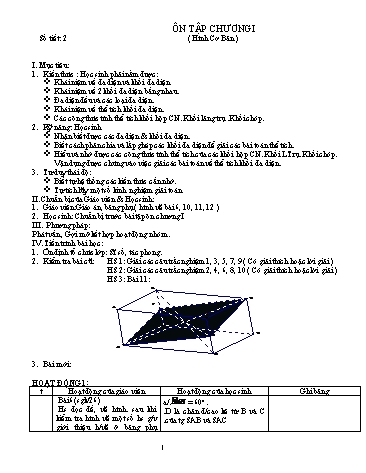 Giáo án Hình học 12 - Bài: Ôn tập chương I
