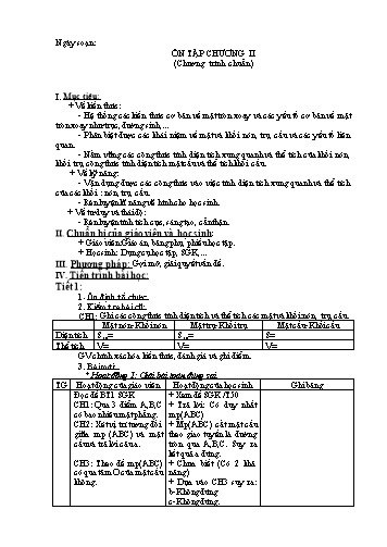 Giáo án Hình học 12 - Bài: Ôn tập chương II