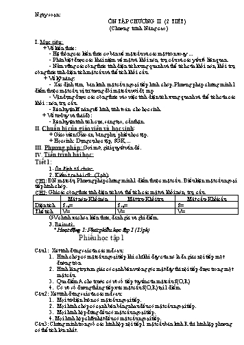 Giáo án Hình học 12 (Nâng cao) - Bài: Ôn tập chương II (2 tiết)