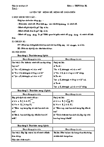 Giáo án Tự chọn môn Toán 10 - Học kì I - Trường THPT Đầm Hà