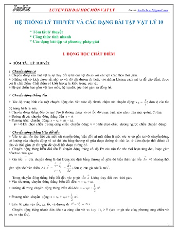 Hệ thống lý thuyết và các dạng bài tập Vật lý 10